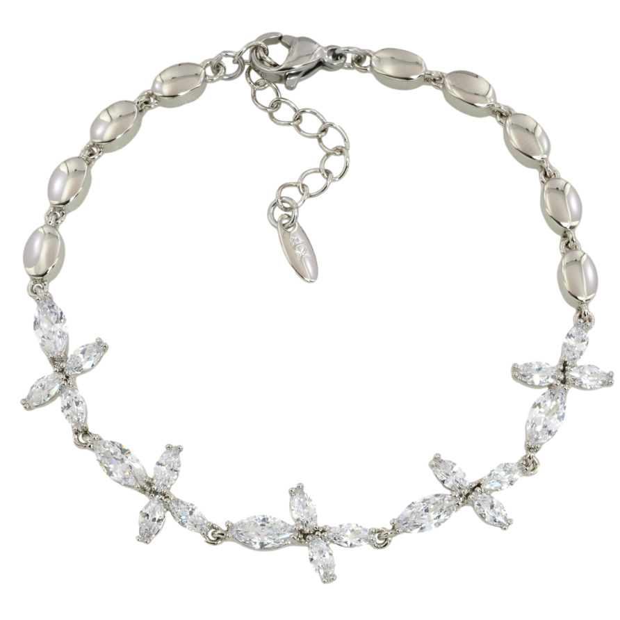 Браслет Xuping Родий Кристальные цветочки размер с доп.цепочкой 17-20см х 4мм фото №1