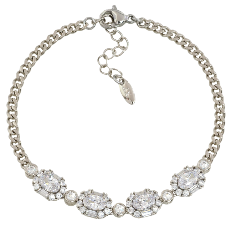 Браслет Xuping Родій Ланцюжок з кришталевою вставкою довжина з дод. ланцюжком 17-20см х 3мм фото №10