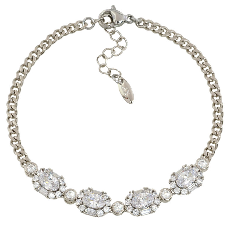 Браслет Xuping Родий Цепочка с кристальной вставкой размер с доп.цепочкой 17-20см х 3мм фото №1