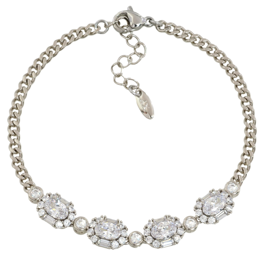 Браслет Xuping Родій Ланцюжок з кришталевою вставкою довжина з дод. ланцюжком 17-20см х 3мм фото №1