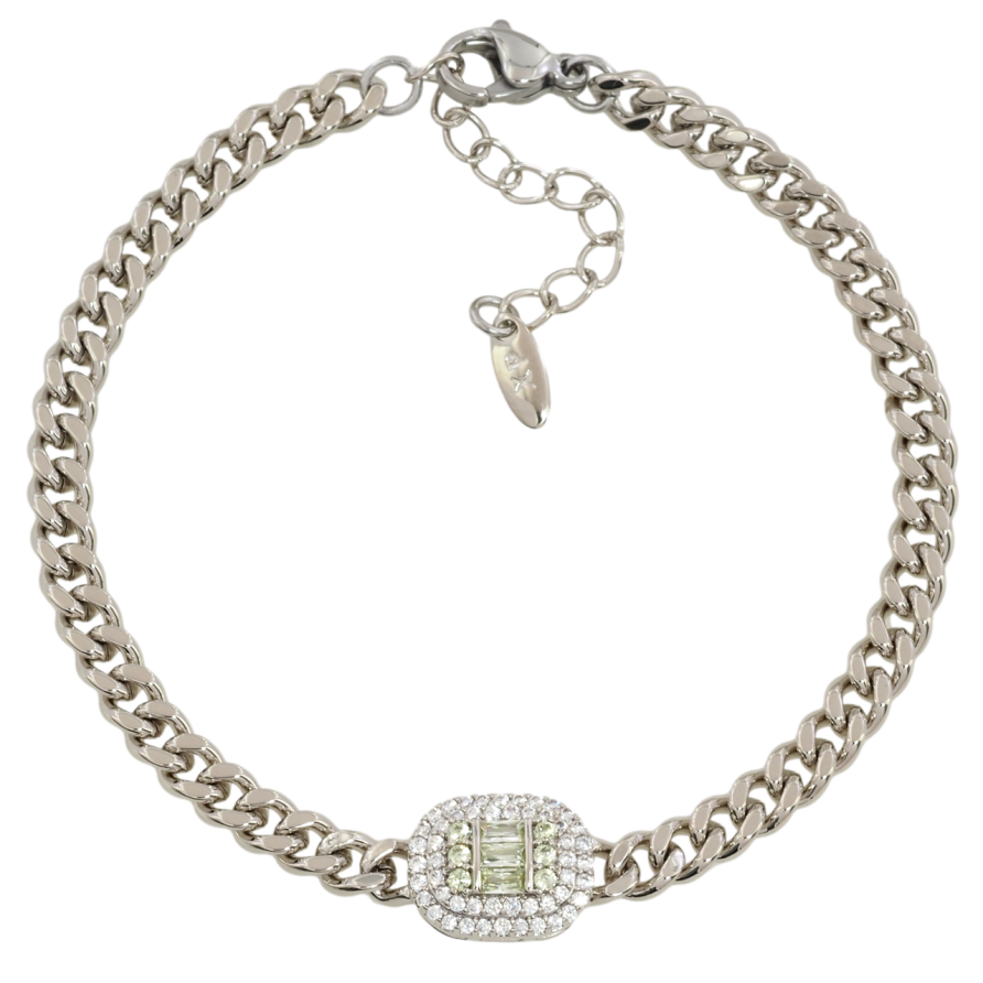 Браслет Xuping Родій Ланцюжок з кришталевою вставкою довжина з дод. ланцюжком 17-20см х 4мм фото №1