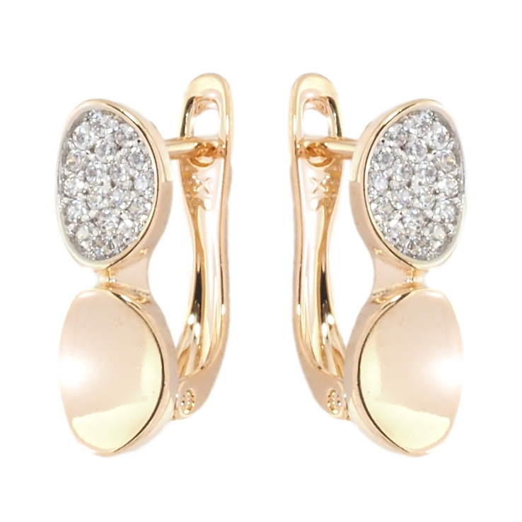 Серьги Xuping Позолота 18K + Родий английский замок Овалы с цирконием фото №24