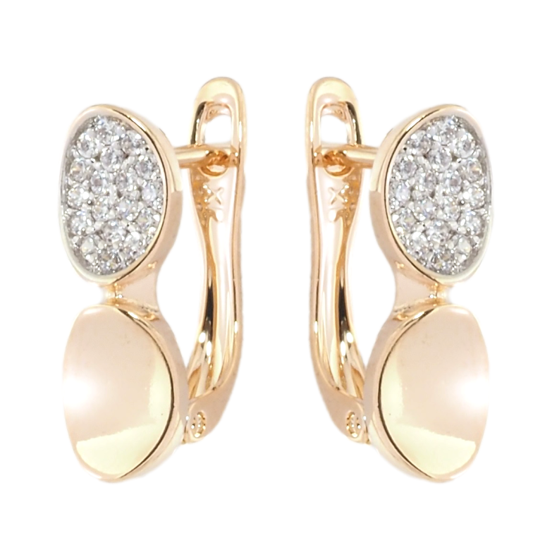 Сережки Xuping Позолота 18K + Родій англійський замок Овали з цирконієм фото №1