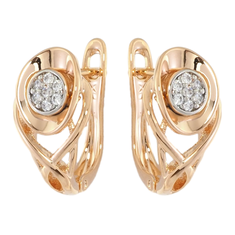 Серьги Xuping Позолота 18K + Родий английский замок Декоративный узор с цирконием фото №1