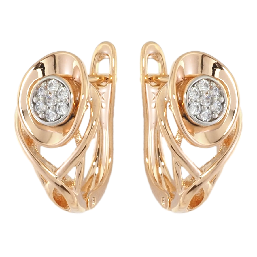 Серьги Xuping Позолота 18K + Родий английский замок Декоративный узор с цирконием фото №1