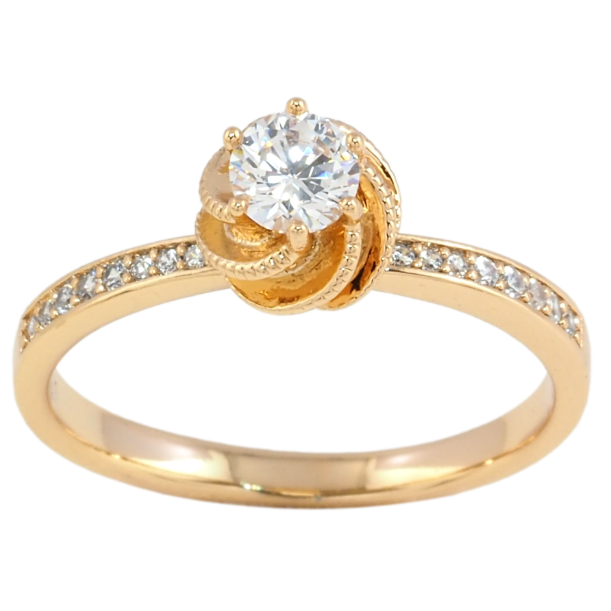 Кольцо Xuping Позолота 18K Бутон с фианитом на дорожке циркония фото №1