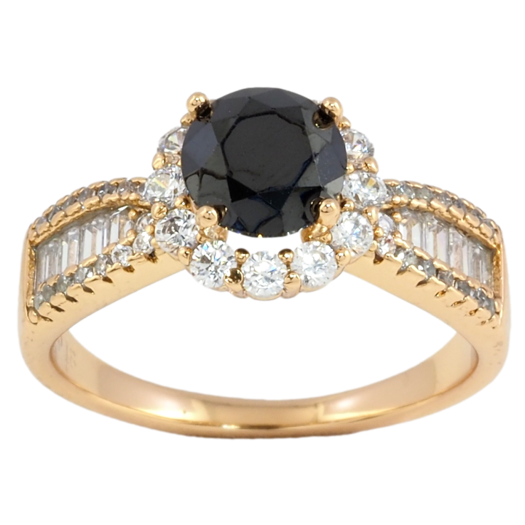 Кольцо Xuping Позолота 18K Инкрустация цирконием с черным фианитом фото №12