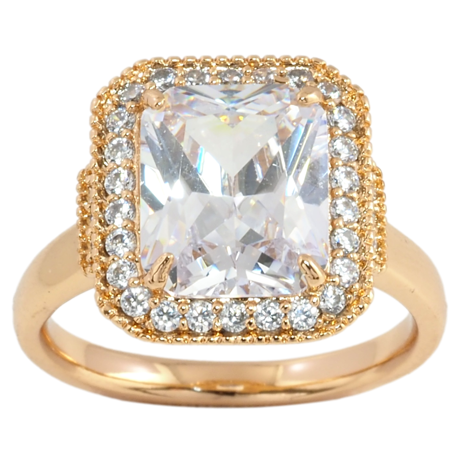 Кольцо Xuping Позолота 18K Фианит в обрамлении циркония фото №1