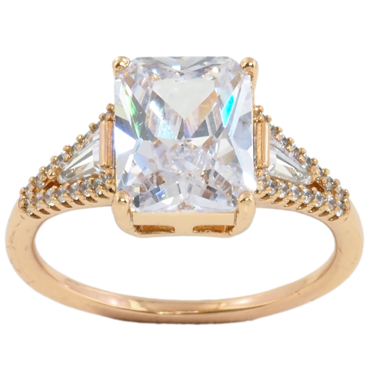 Кольцо Xuping Позолота 18K Граненный фианит фото №24