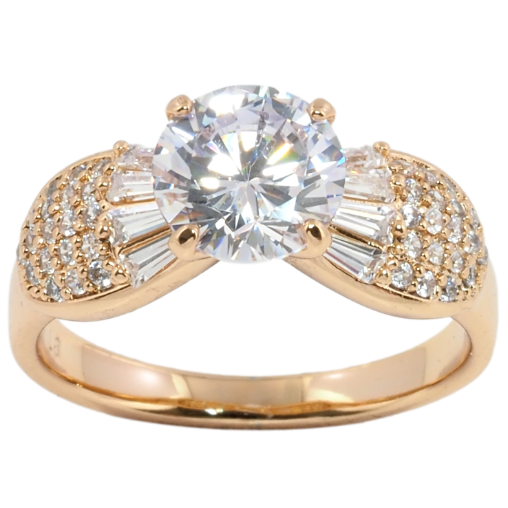 Кольцо Xuping Позолота 18K Фианит с лепестками из циркония фото №14