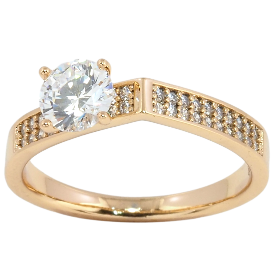 Кольцо Xuping Позолота 18K Купол с инкрустацией цирконием и фианитом фото №1