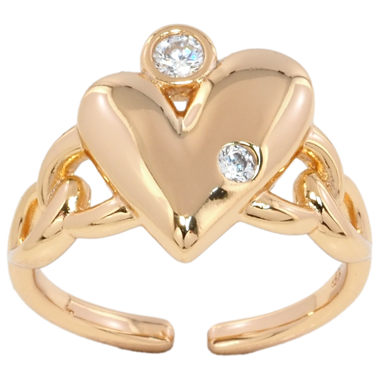 Кольцо Xuping Позолота 18K Сердечко с вставками циркония фото №20