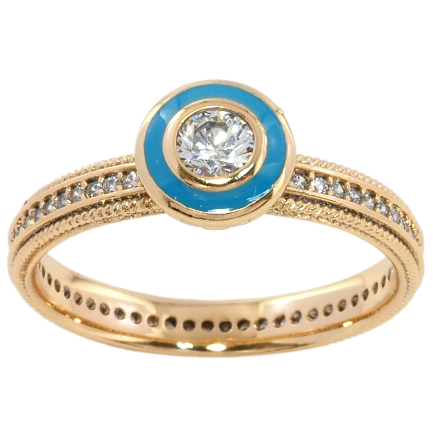 Кольцо Xuping Позолота 18K Голубое колечко с фианитом на дорожке циркония фото №1