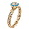 Кольцо Xuping Позолота 18K Голубое колечко с фианитом на дорожке циркония фото №2
