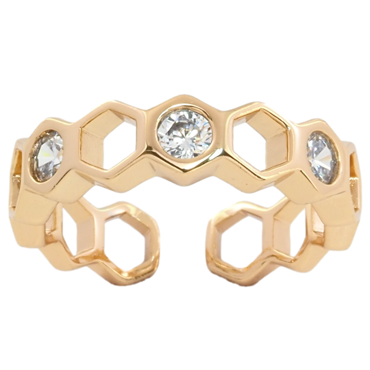 Кольцо Xuping Позолота 18K Узор соты с кристаллами фото №25