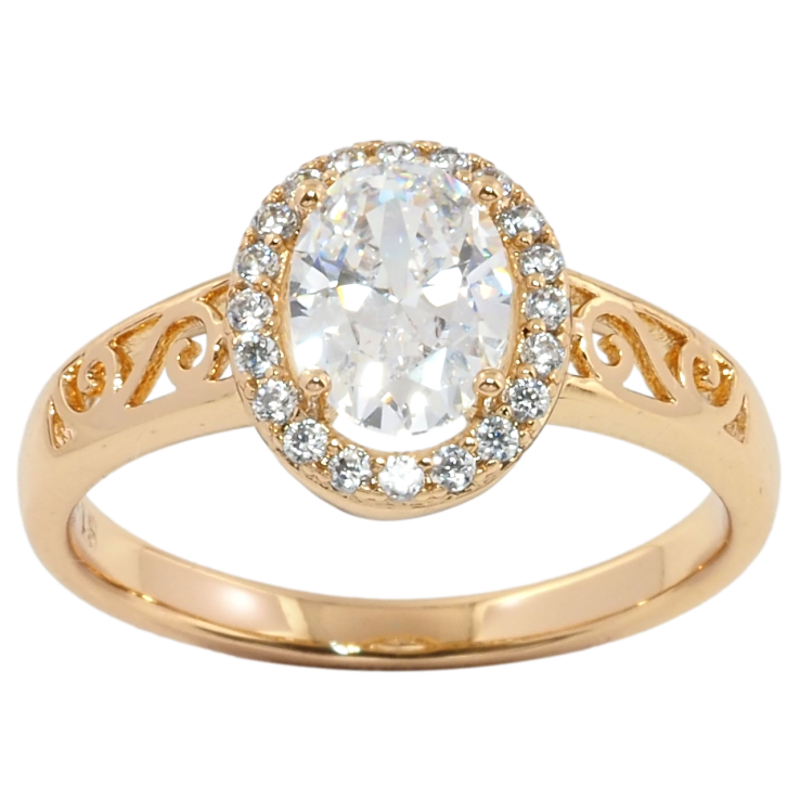 Кольцо Xuping Позолота 18K Фианит в обрамлении циркония фото №14