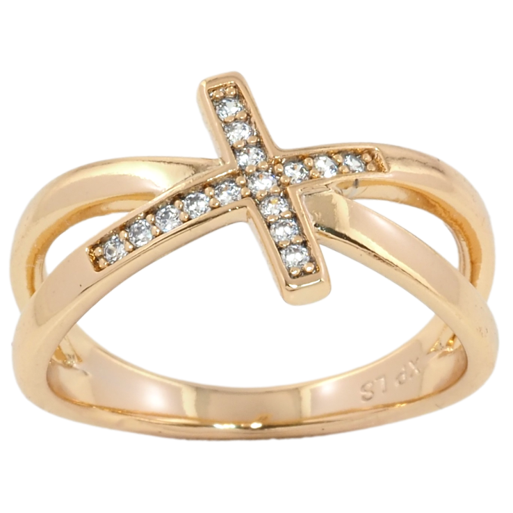 Кольцо Xuping Позолота 18K Крестик с цирконием фото №17