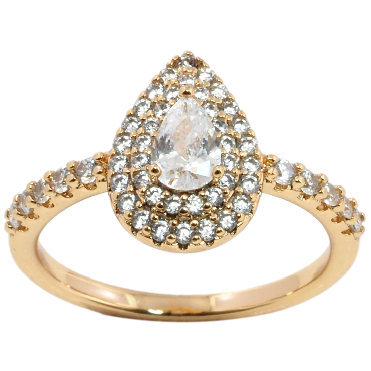 Кольцо Xuping Позолота 18K Капелька инкрустация цирконием фото №2