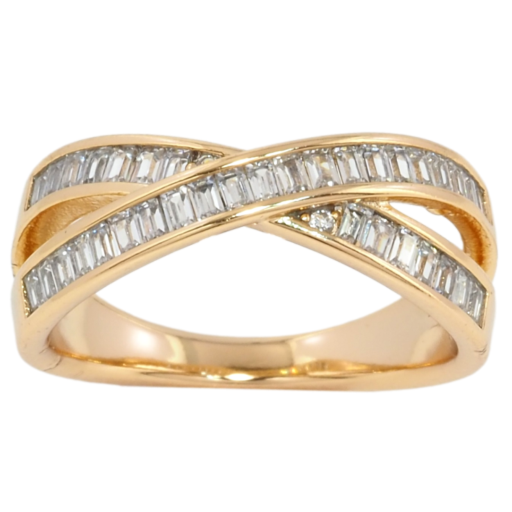 Кольцо Xuping Позолота 18K Скрещенные дорожки циркония фото №5