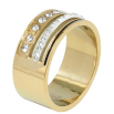 Кольцо Xuping TTM Stainless Steel Цвет 14К Узор из дорожек циркония, шир. 9мм фото №2