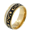 Кольцо Xuping TTM Stainless Steel Цвет 14К Узор черной эмалью с дорожкой циркония, ш.7.5мм фото №2