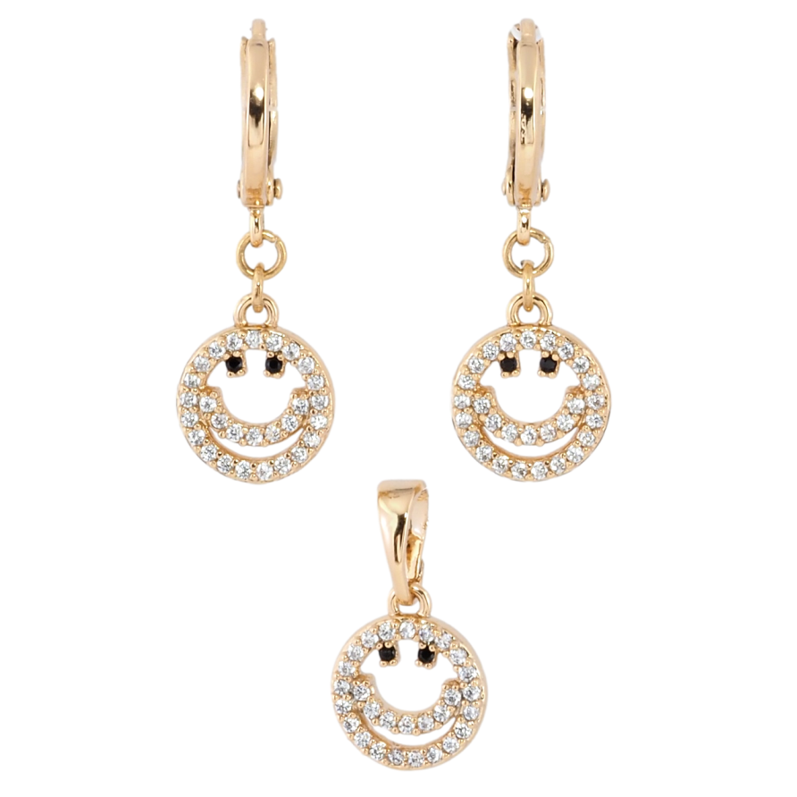 Набір Xuping Позолота 18K Сережки Кулон Смайли з цирконієм фото №1