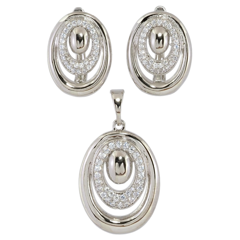 Набор Xuping Родий Серьги Кулон Овалы с цирконием фото №1