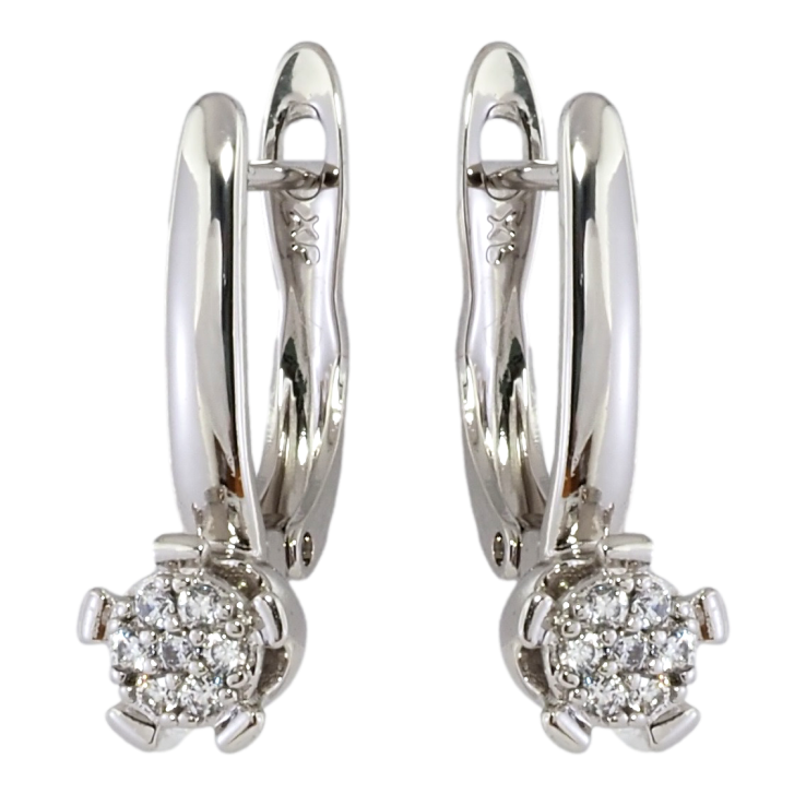 Серьги Xuping Родий английский замок Кристальные цветочки фото №23