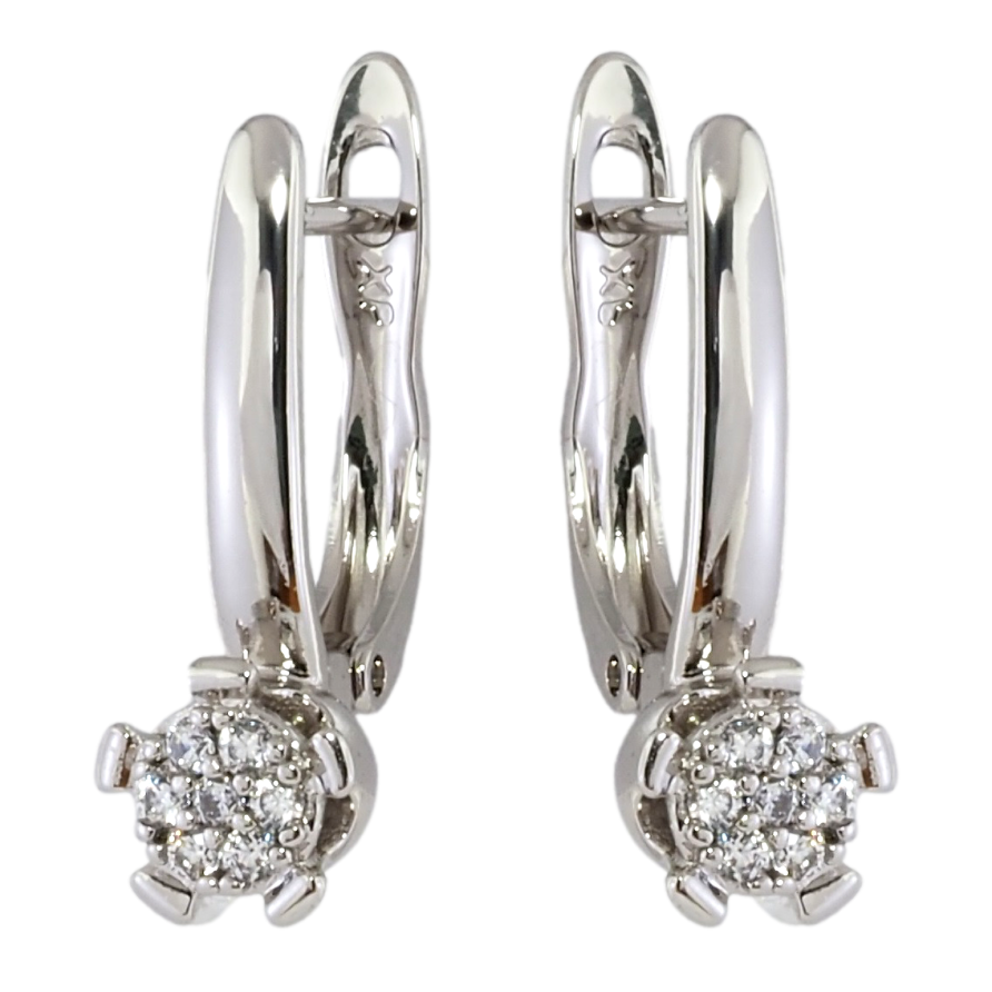 Серьги Xuping Родий английский замок Кристальные цветочки фото №1