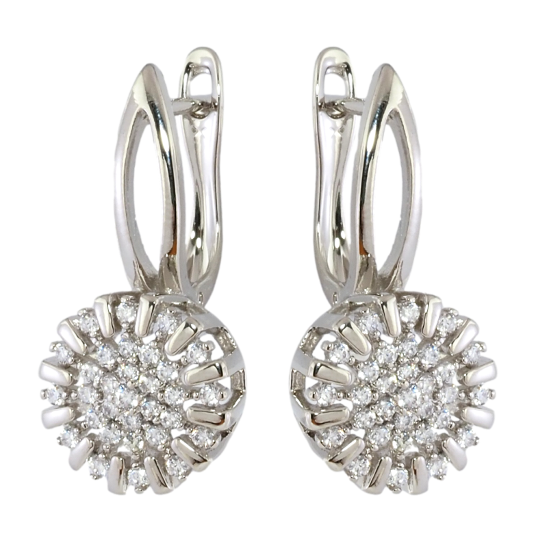 Серьги Xuping Родий английский замок Узор с инкрустацией цирконием фото №4