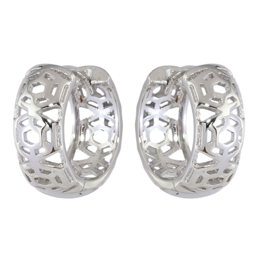 Серьги Xuping Родий колечки Геометрический резной орнамент фото №1