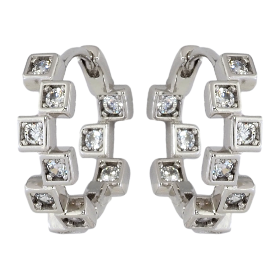 Серьги Xuping Родий колечки Декоративный узор с цирконием фото №1