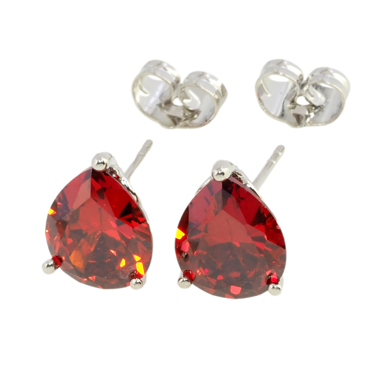 Серьги Xuping Родий пусеты Красные кристальные капельки фото №4 Серьги Xuping Родий пусеты Красные кристальные капельки фото №4