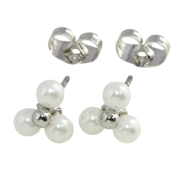 Серьги Xuping Родий пусеты Жемчужные цветочки фото №8 Серьги Xuping Родий пусеты Жемчужные цветочки фото №8