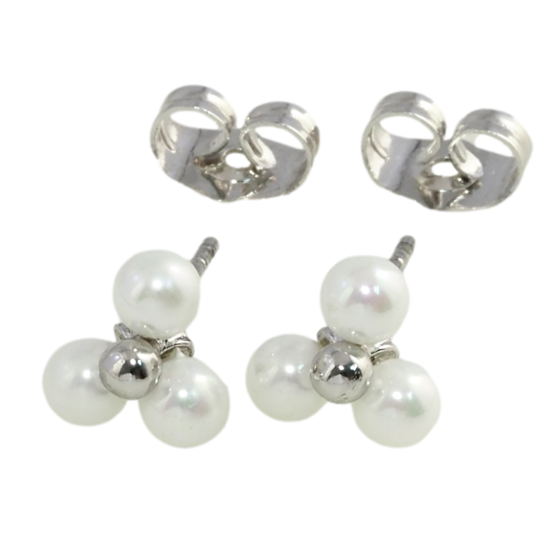 Серьги Xuping Родий пусеты Жемчужные цветочки фото №1 Серьги Xuping Родий пусеты Жемчужные цветочки фото №1