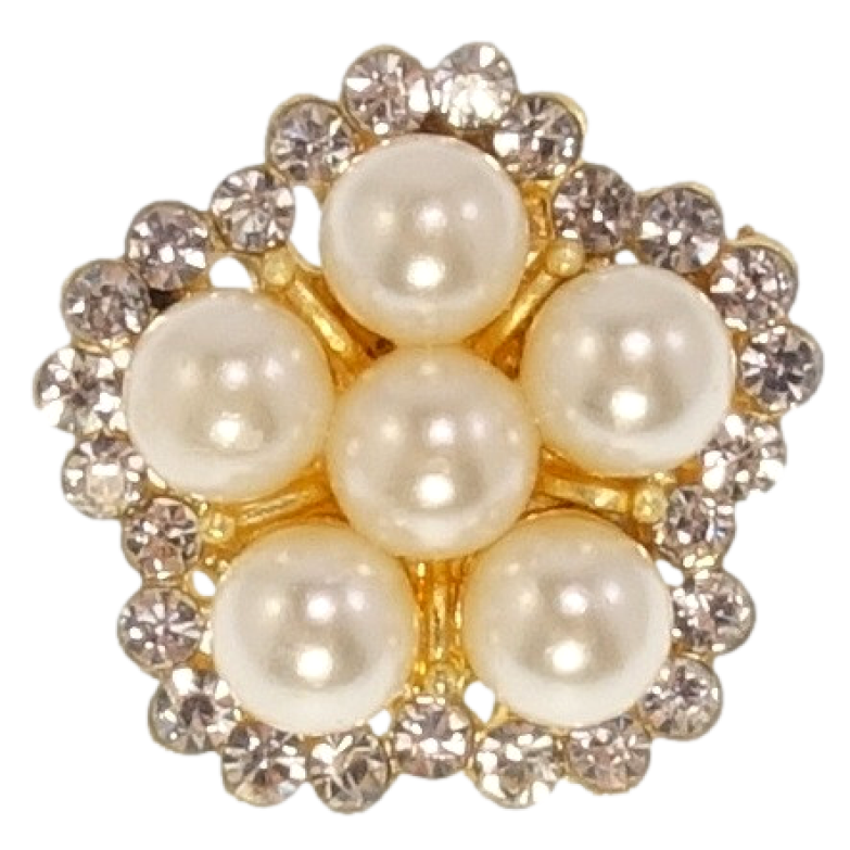 Брошь Цветок с жемчужинами и стразами фото №11