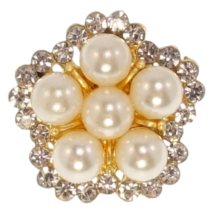 Брошь Цветок с жемчужинами и стразами фото №1