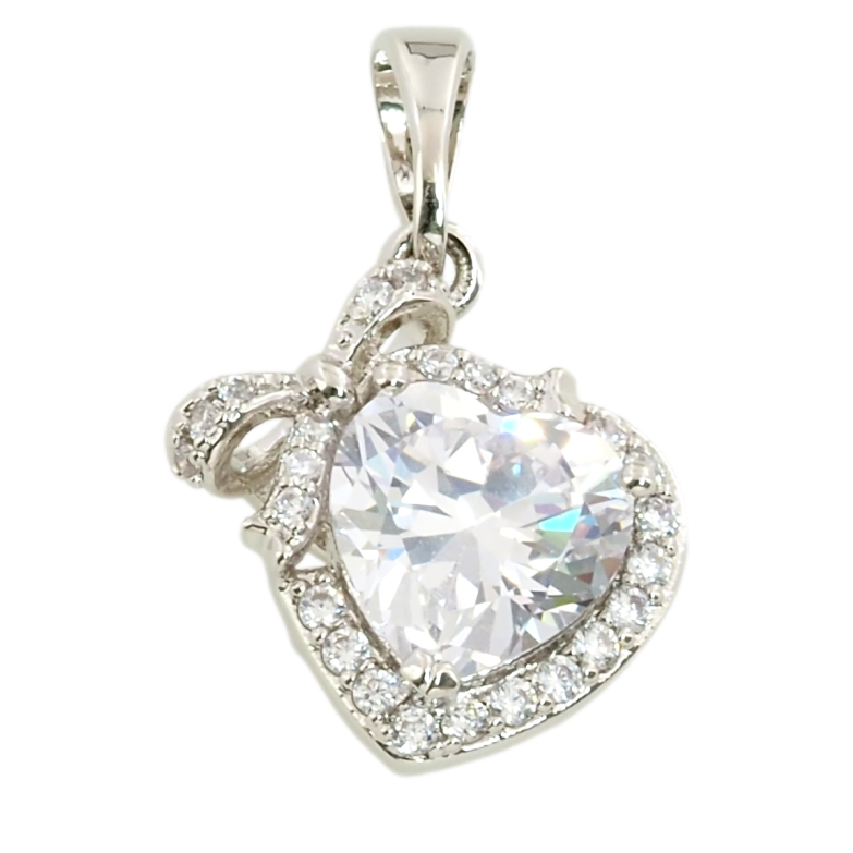 Кулон Xuping Родий Кристальное сердечко для цепочки до 5мм фото №1