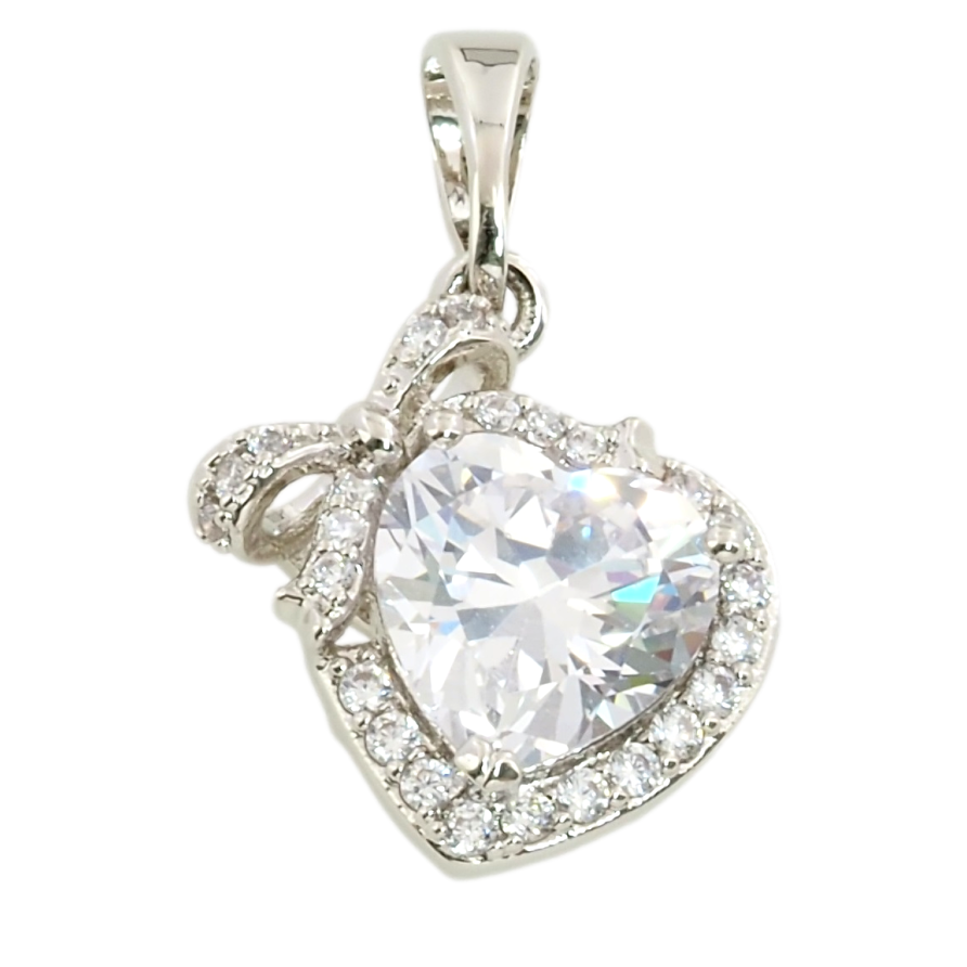 Кулон Xuping Родій Кришталеве сердечко для ланцюжка до 5 мм фото №1