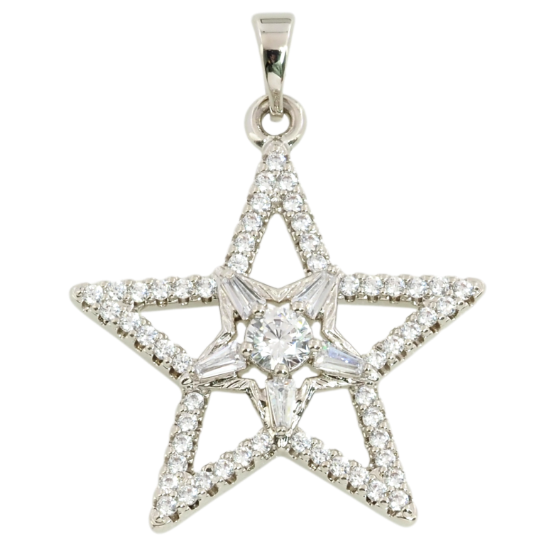 Кулон Xuping Родій Зірка з цирконієм для ланцюжка до 5 мм фото №1