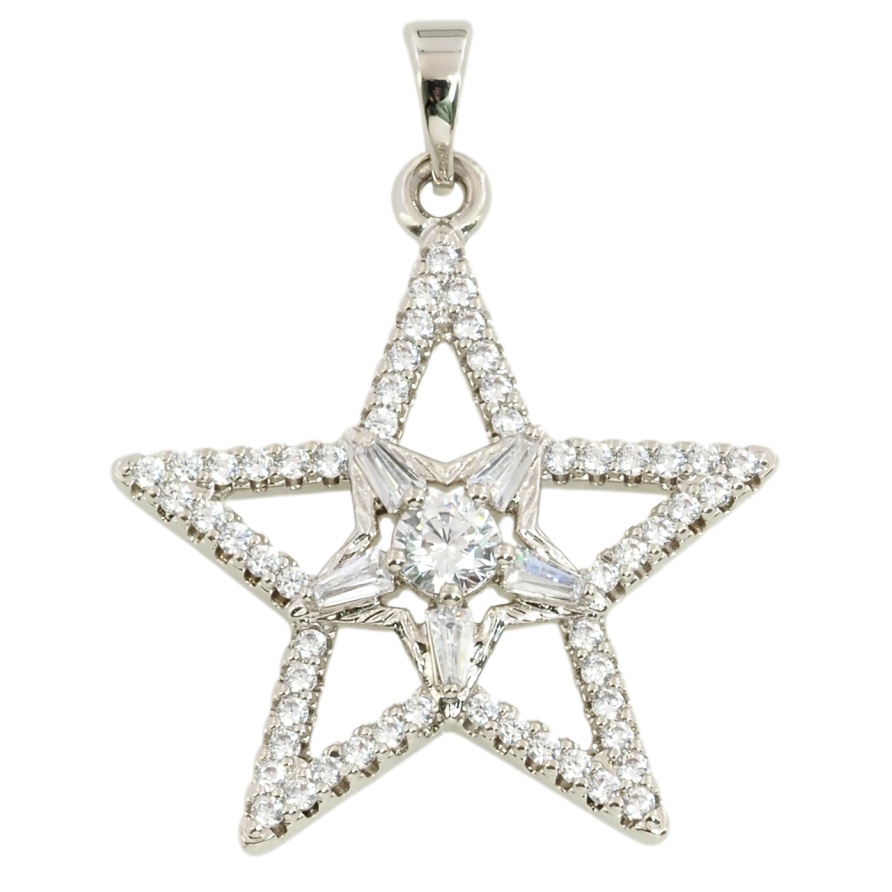 Кулон Xuping Родій Зірка з цирконієм для ланцюжка до 5 мм фото №1