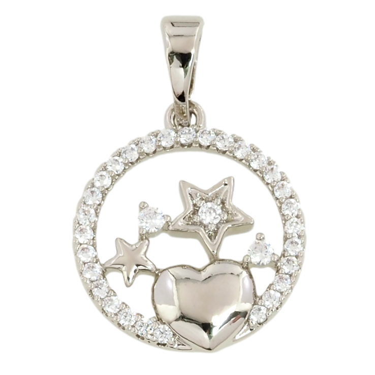 Кулон Xuping Родій Колечко з зірками та сердечком для ланцюжка до 5 мм фото №15