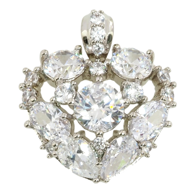 Кулон Xuping Родій Кришталеве серце для ланцюжка до 3 мм фото №1