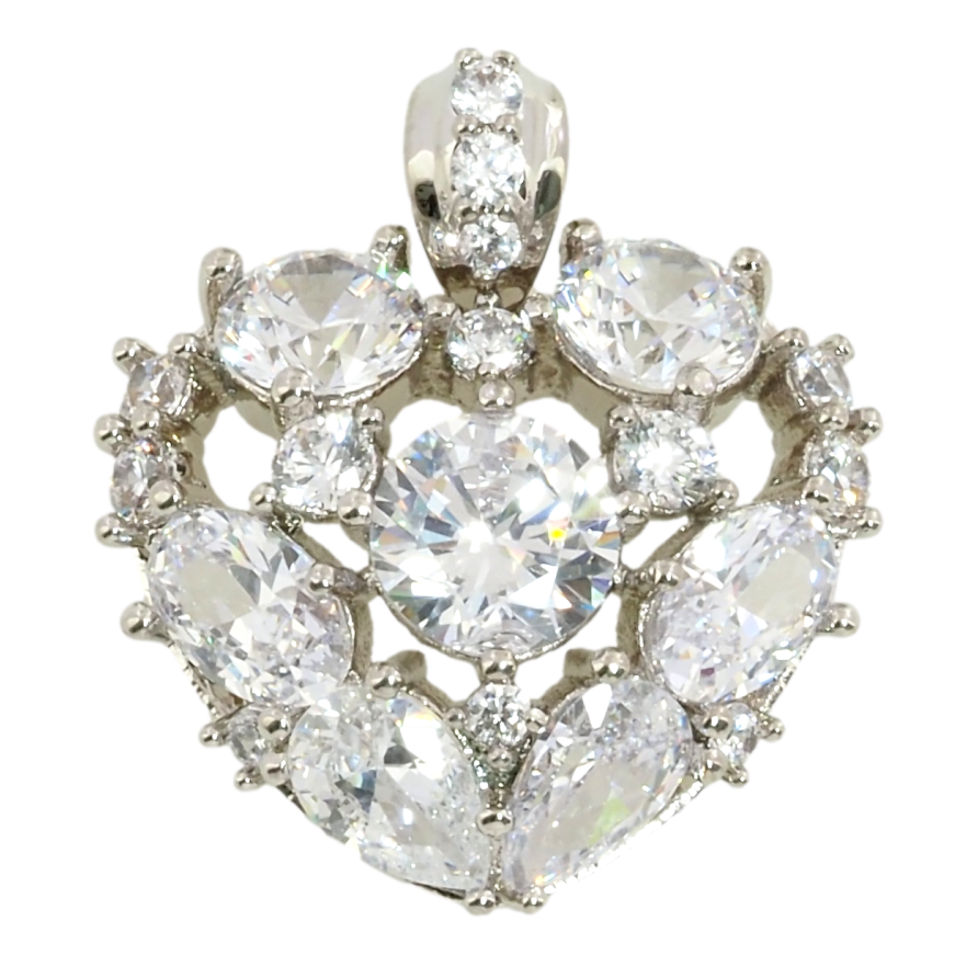 Кулон Xuping Родій Кришталеве серце для ланцюжка до 3 мм фото №1