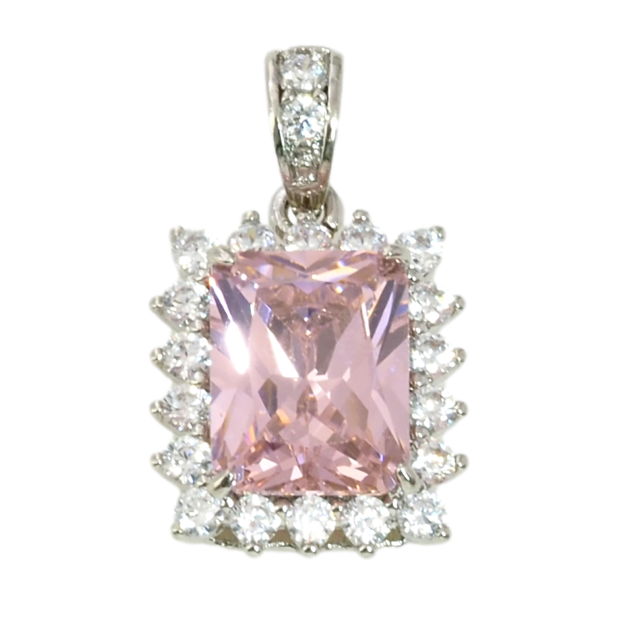 Кулон Xuping Родій Рожевий фіаніт в обрамленні цирконію для ланцюжка до 2мм фото №1