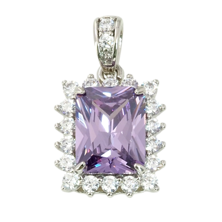 Кулон Xuping Родій Бузковий фіаніт в обрамленні цирконію для ланцюжка до 2мм фото №16