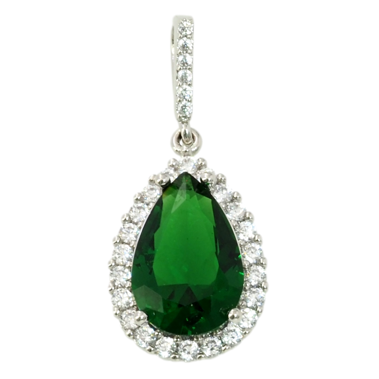 Кулон Xuping Родій Зелений фіаніт в обрамленні цирконію для ланцюжка до 2мм фото №15