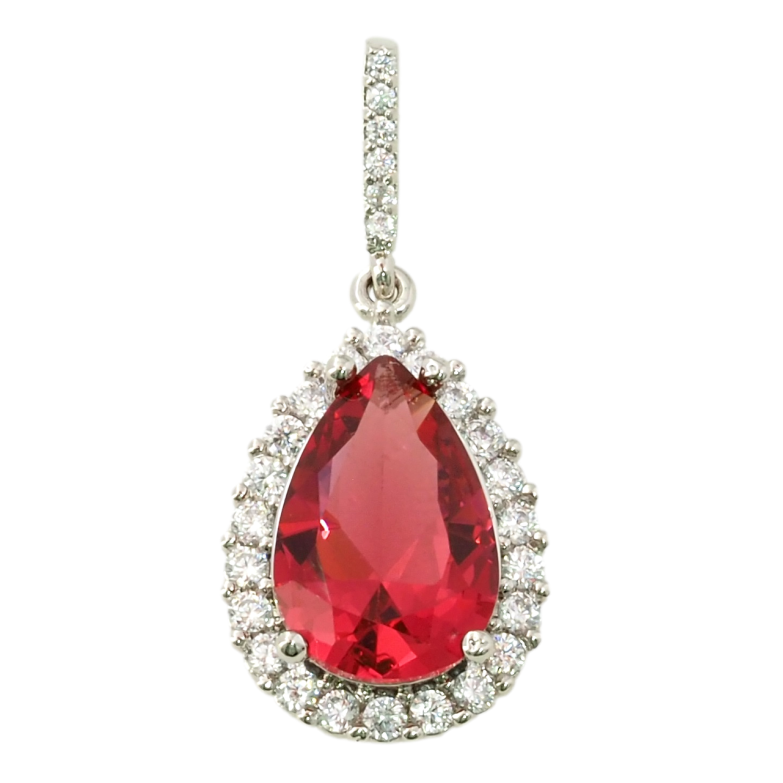 Кулон Xuping Родий Красный фианит в обрамлении циркония для цепочки до 2мм фото №4