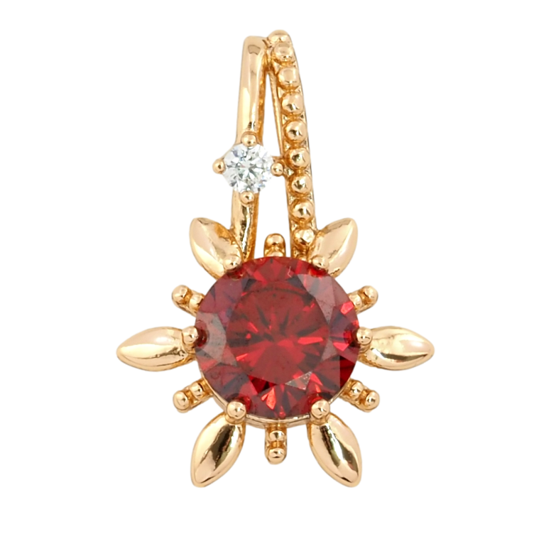 Кулон Xuping Позолота 18K Цветок с красным фианитом для цепочки до 3мм фото №1