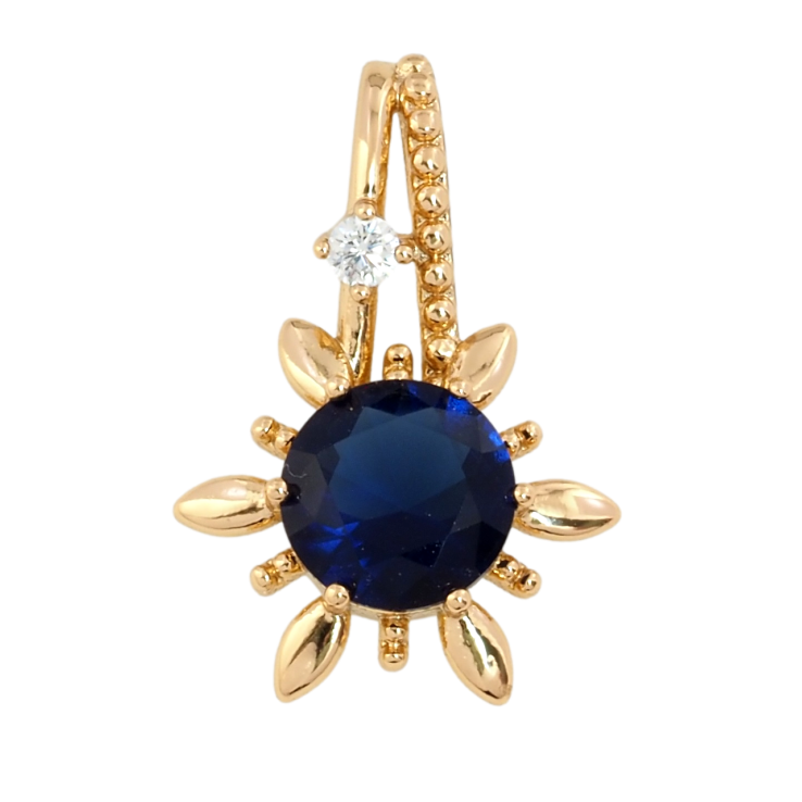 Кулон Xuping Позолота 18K Квітка з синім фіанітом для ланцюжка до 3 мм фото №5